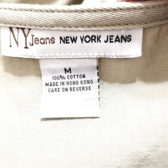 New York Jeans Beige Denim Button Up Sleeveless Jeans Dress Size M, 2 Pockets - Picture 5 of 6